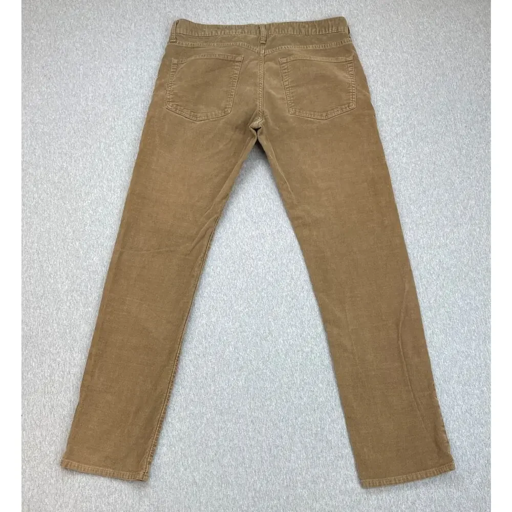 J Crew Pants Men 31 x 32 Brown 770 Corduroy Cotton Blend Stretch Straight Leg‎